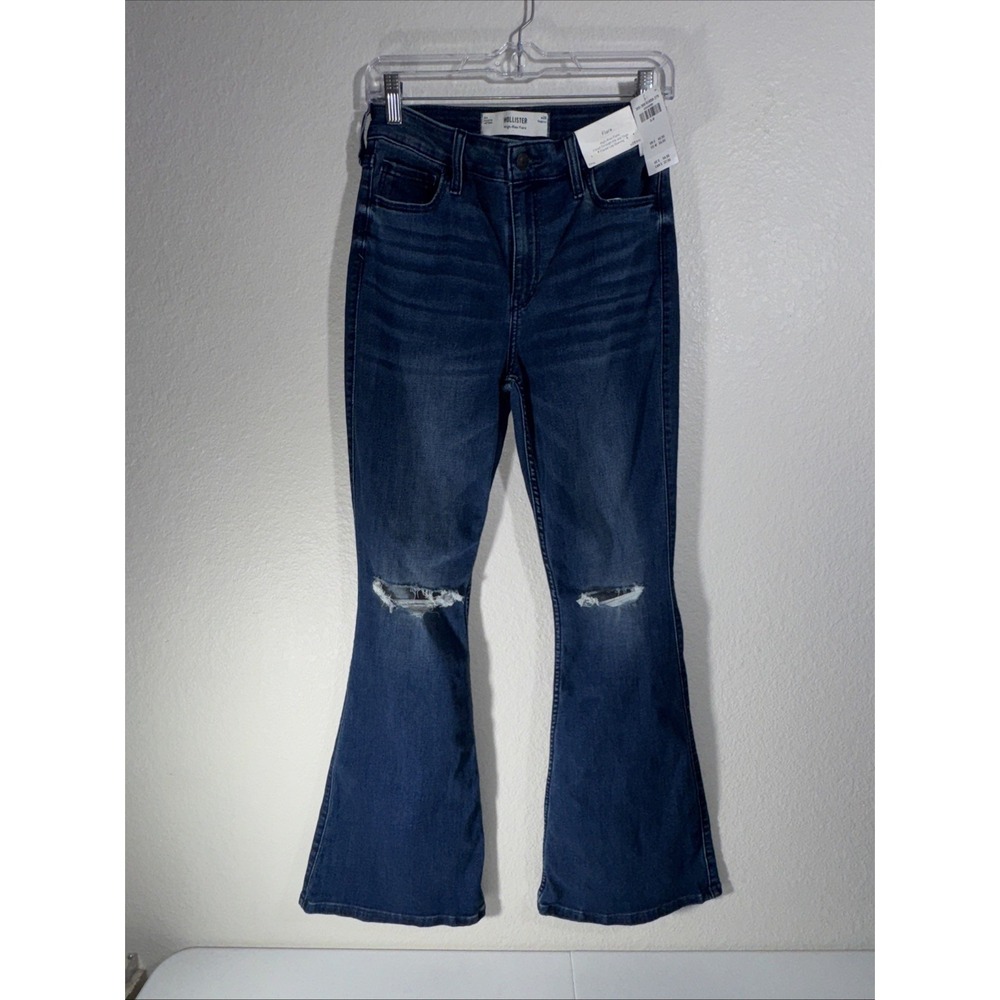 Hollister Women's High Rise Flare Jeans Size 6 R W28 Distressed NWT